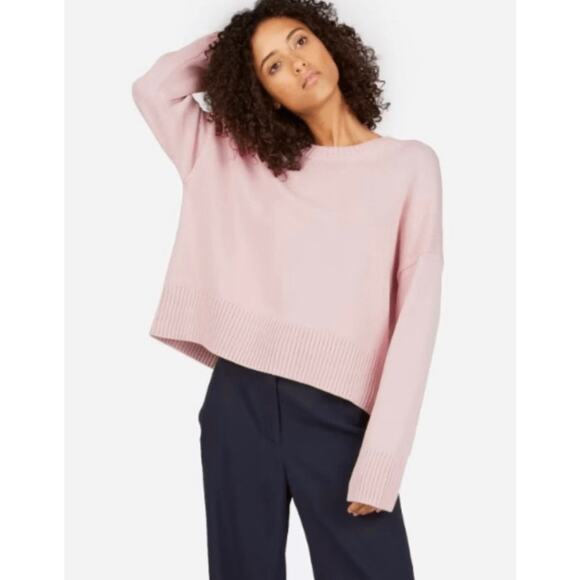 Everlane Soft Cotton Square Crewneck Sweater Blush Pink Women's S - Picture 1 of 10